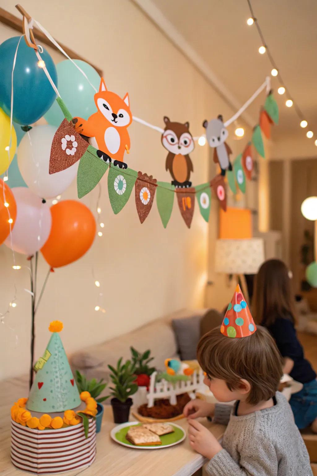 Felt animal garlands add a hint of magic to any kids' party.