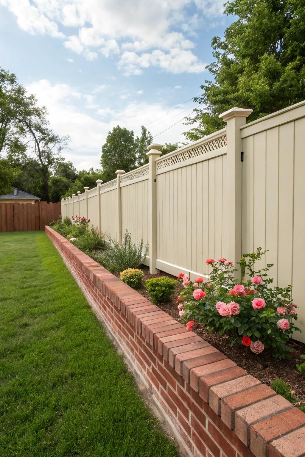 A brick border offers a classic and sturdy visual.