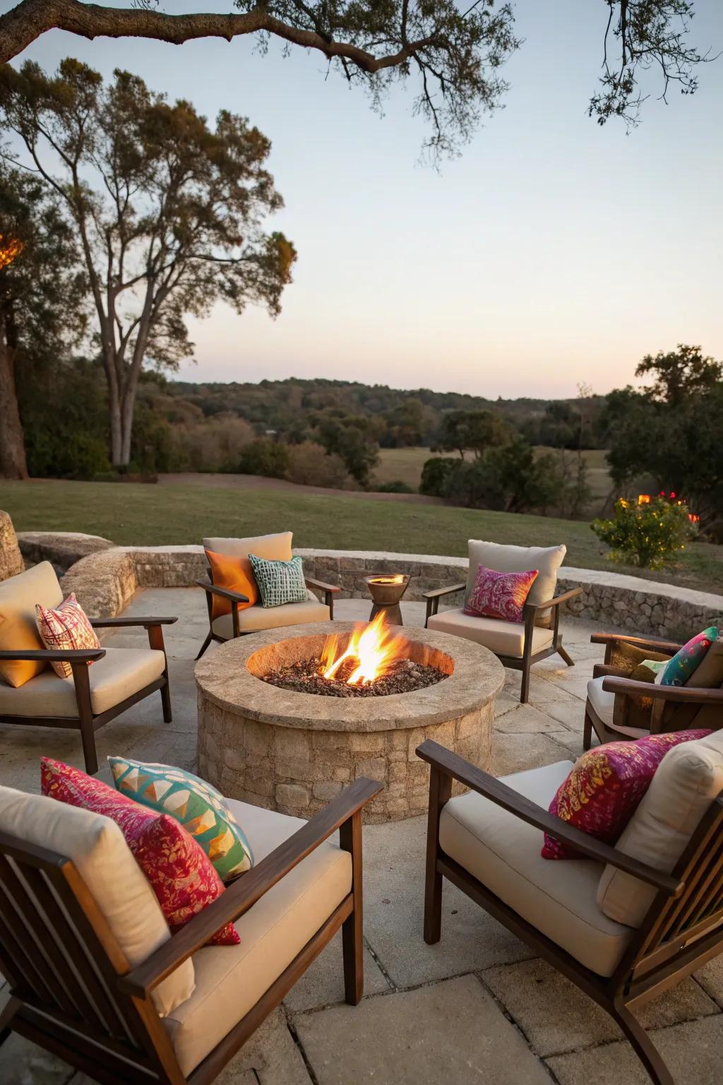 Bright pillows add color and comfort to your outdoor setting.