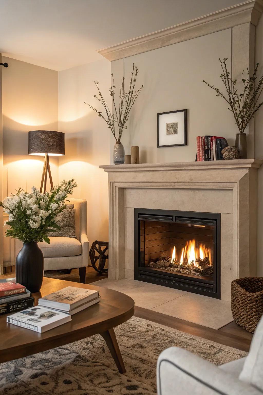 Corner inserts cleverly save space while providing warmth.