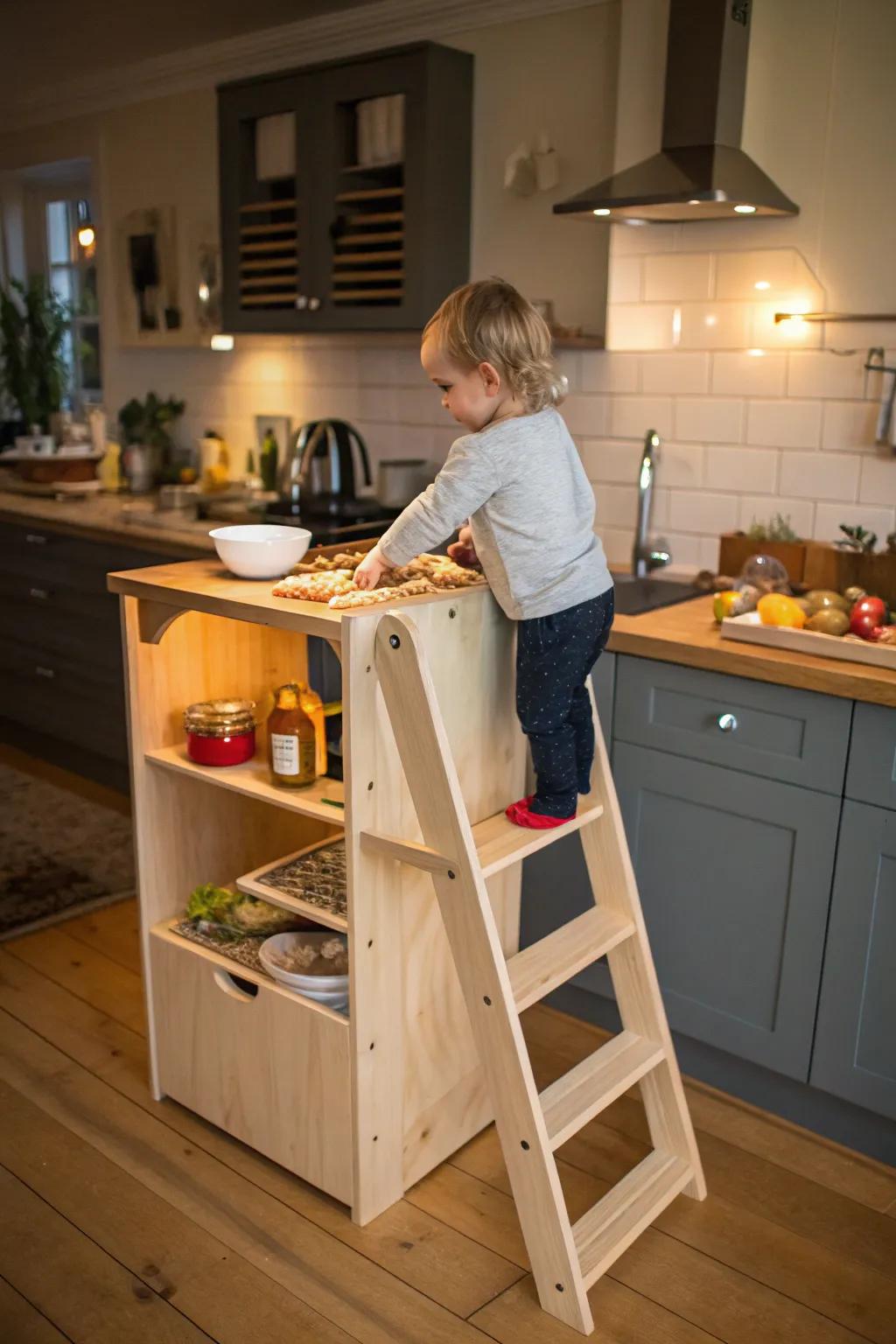 Bring little ones closer to the action using a learning tower.