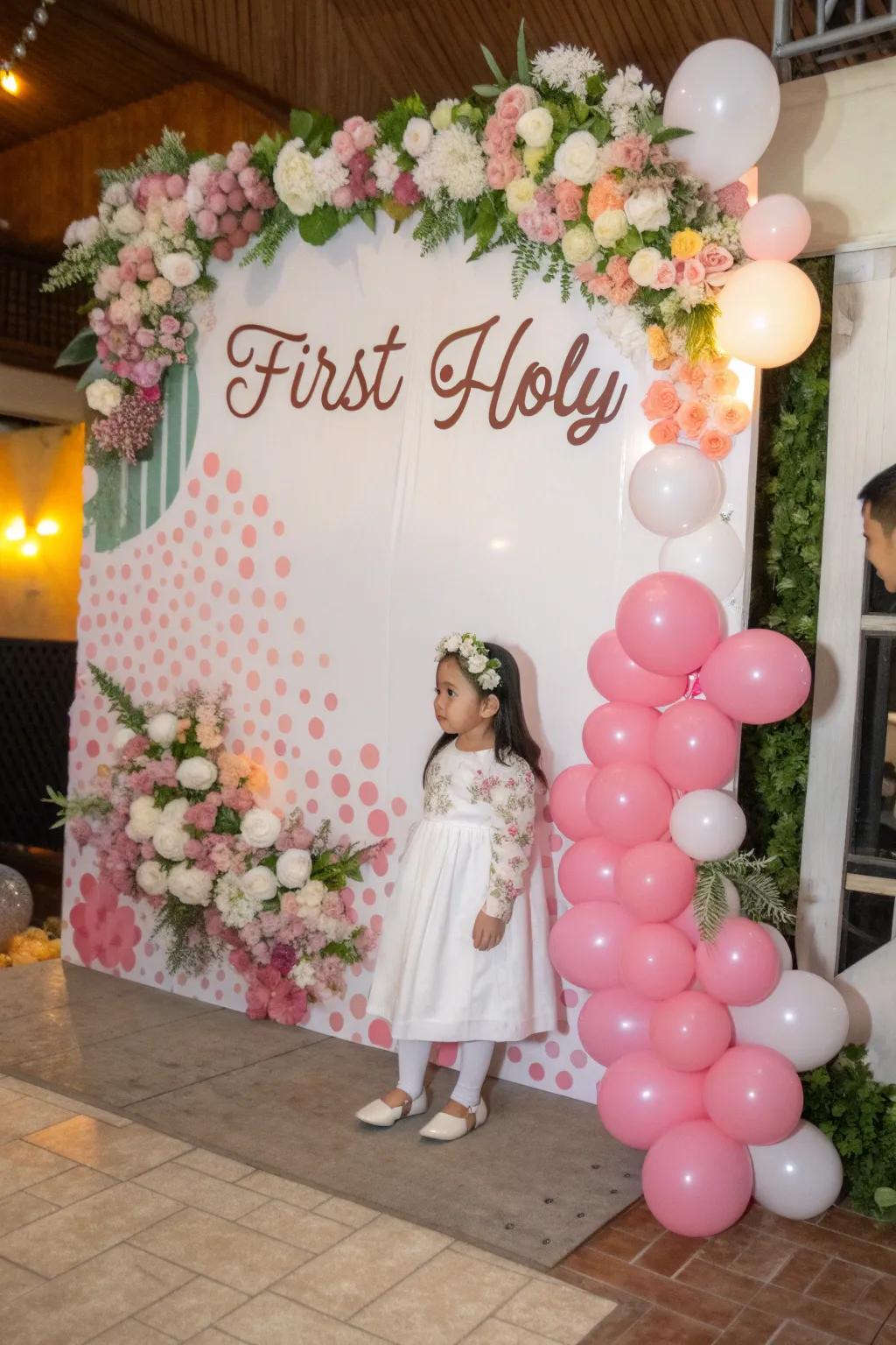 A personalized backdrop offers the perfect photo opportunity for a memorable day.