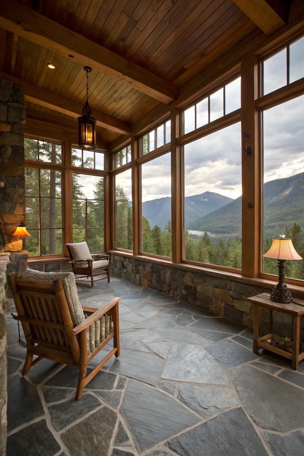 Natural stone flooring fashions an opulent touch in any setting.