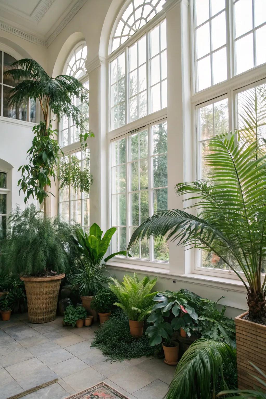 Indoor vegetation bring a hint of the tropics inside.