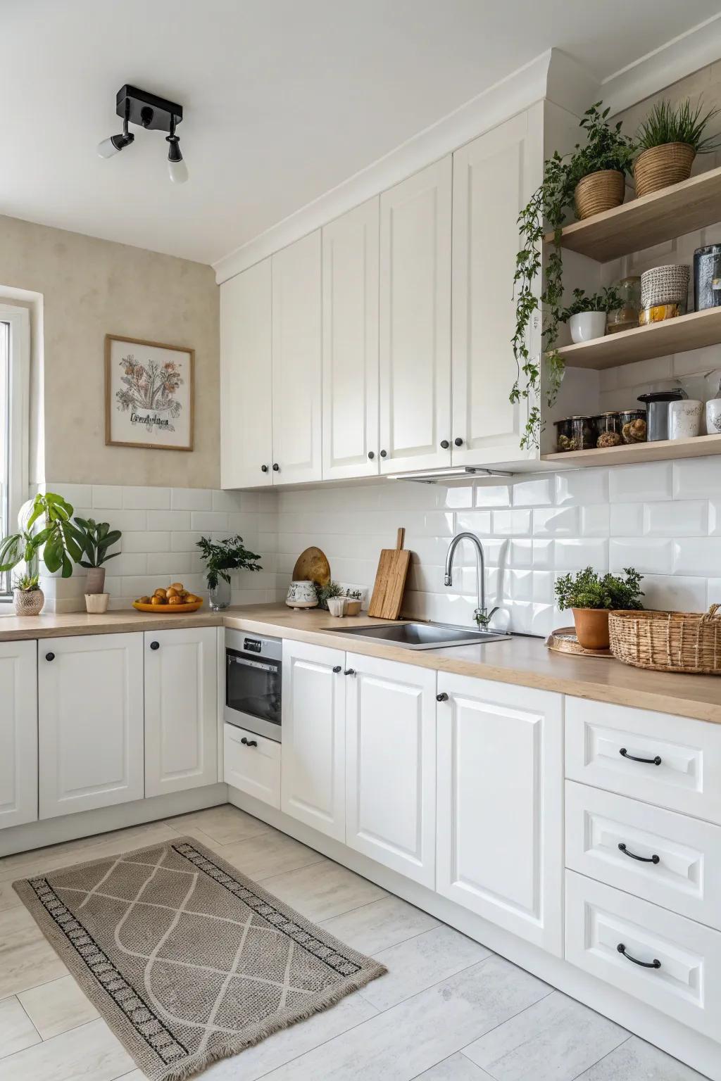 A bright, airy color scheme ideal for creating a revitalizing kitchen atmosphere.