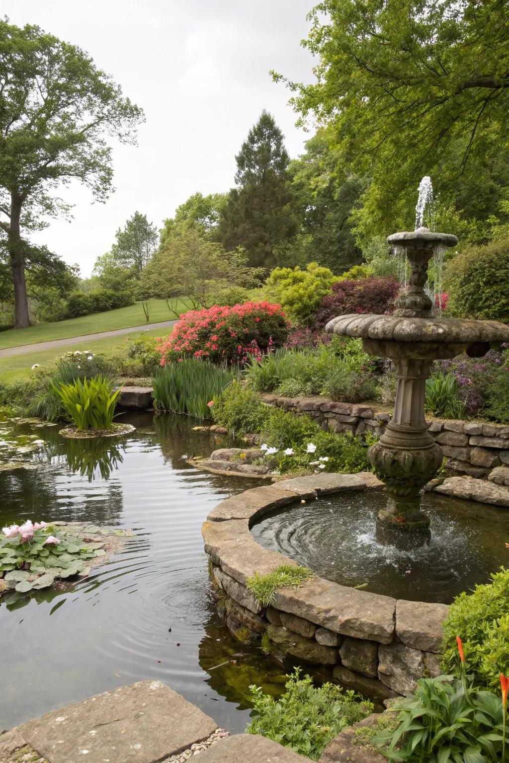 Water elements contribute tranquility and draw in wildlife to your garden.
