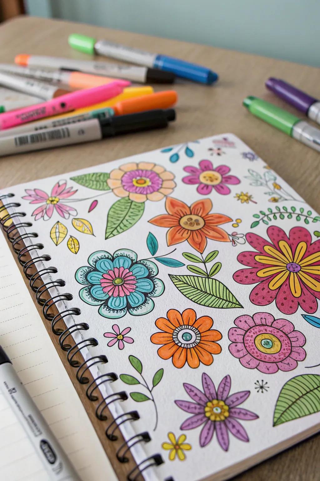 Bright blooms bring brightness and life to your sketches.