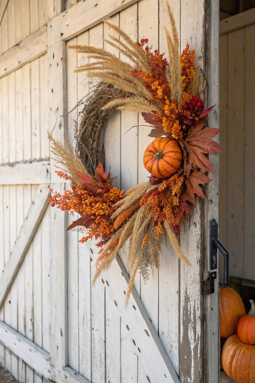 Comforting autumnal vibes using a harvest door piece.