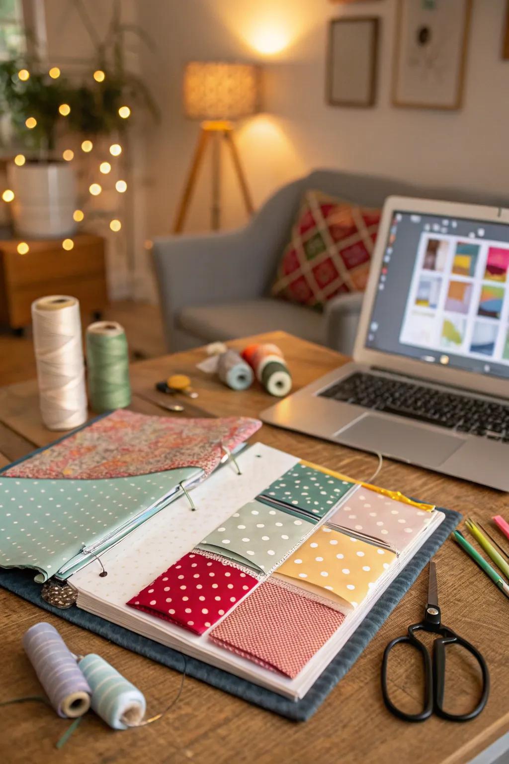 Fabric textures give your folders a unique and cozy feel.