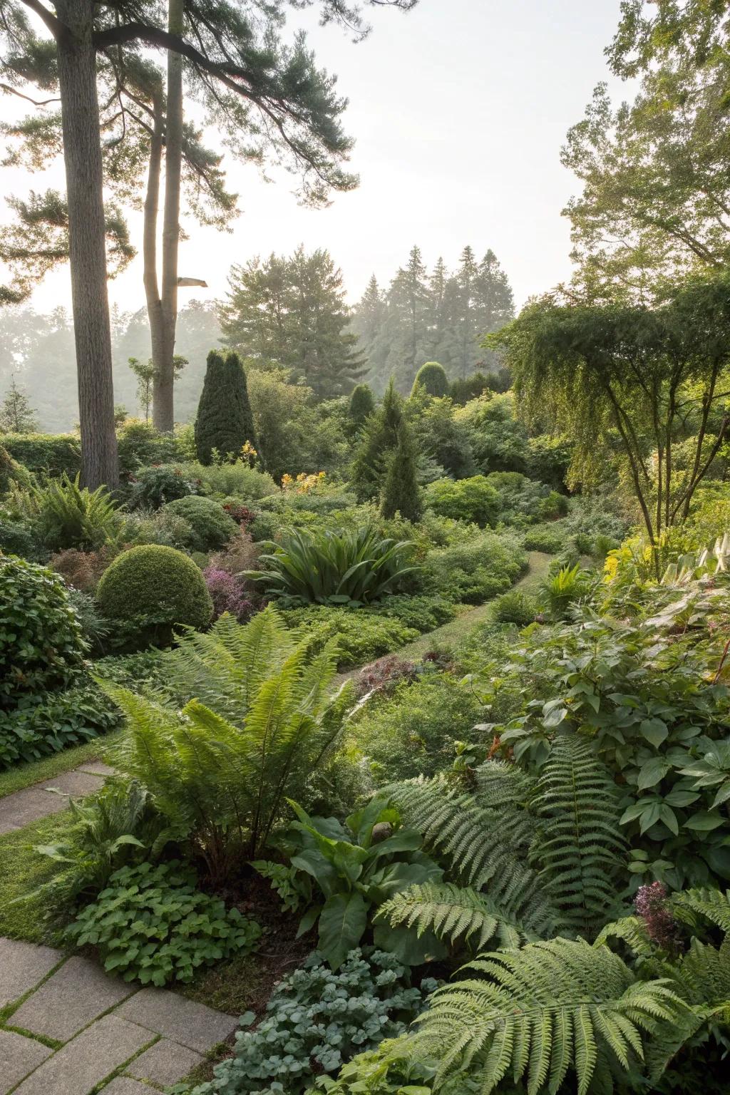 Abundant plantings transport you into a woodland environment.