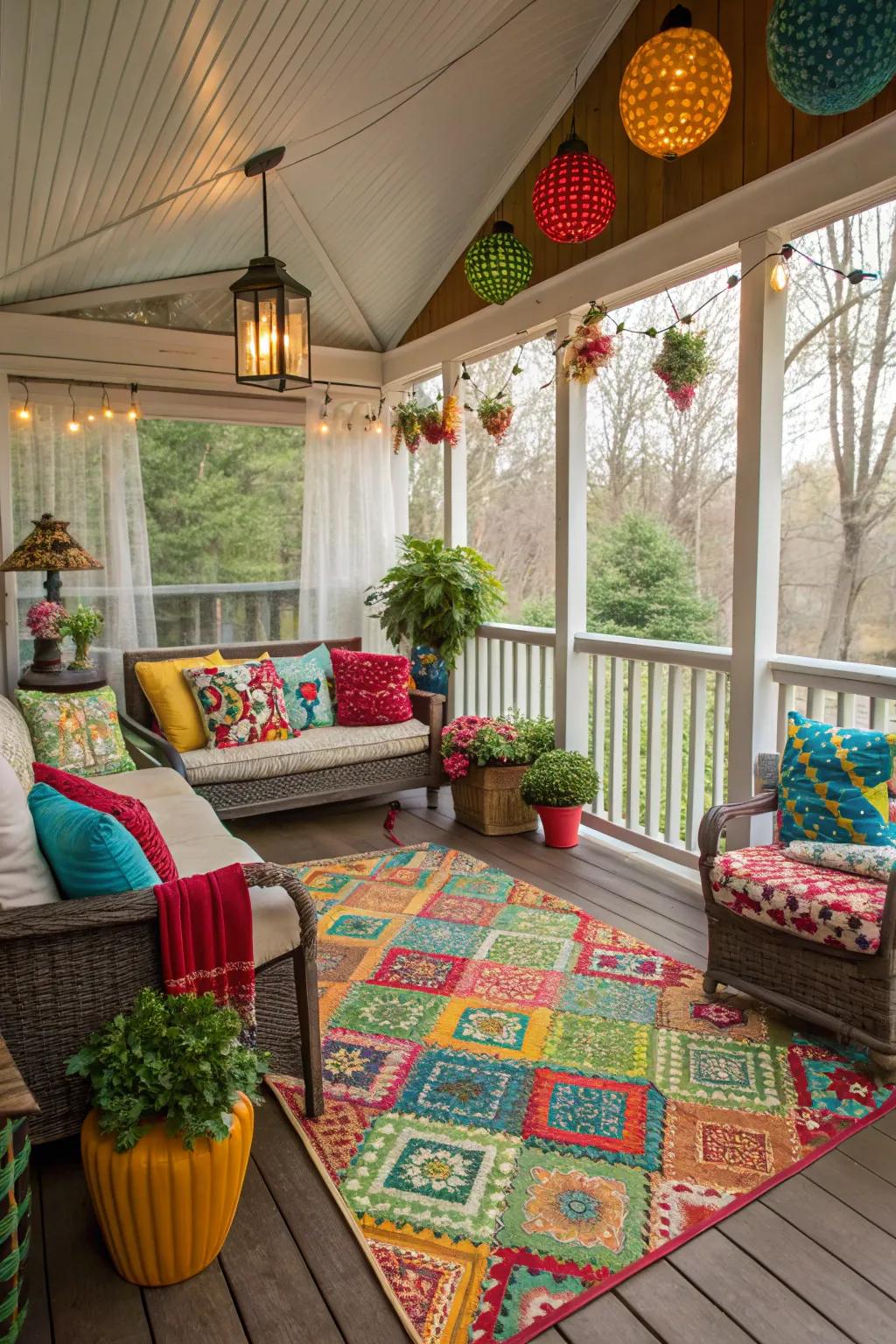 Rugs and d&eacute;cor adding a burst of style and comfort.