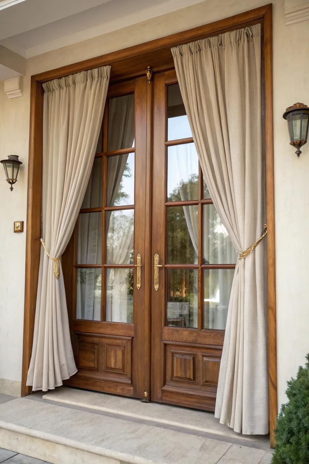 Curtains designed for door windows offering privacy with flexibility.