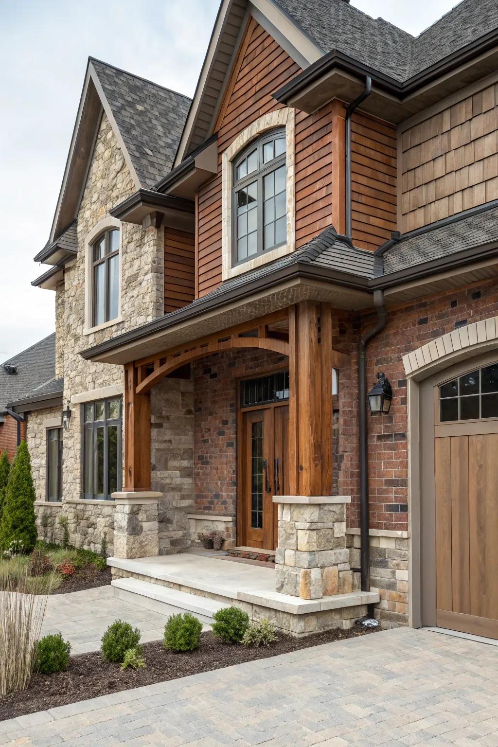 Different materials lend personality to the facade