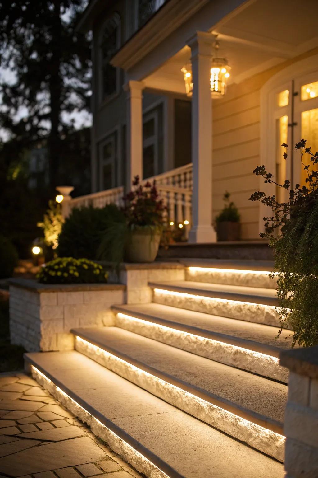 Brighten your front steps for enhanced safety and aesthetic appeal.