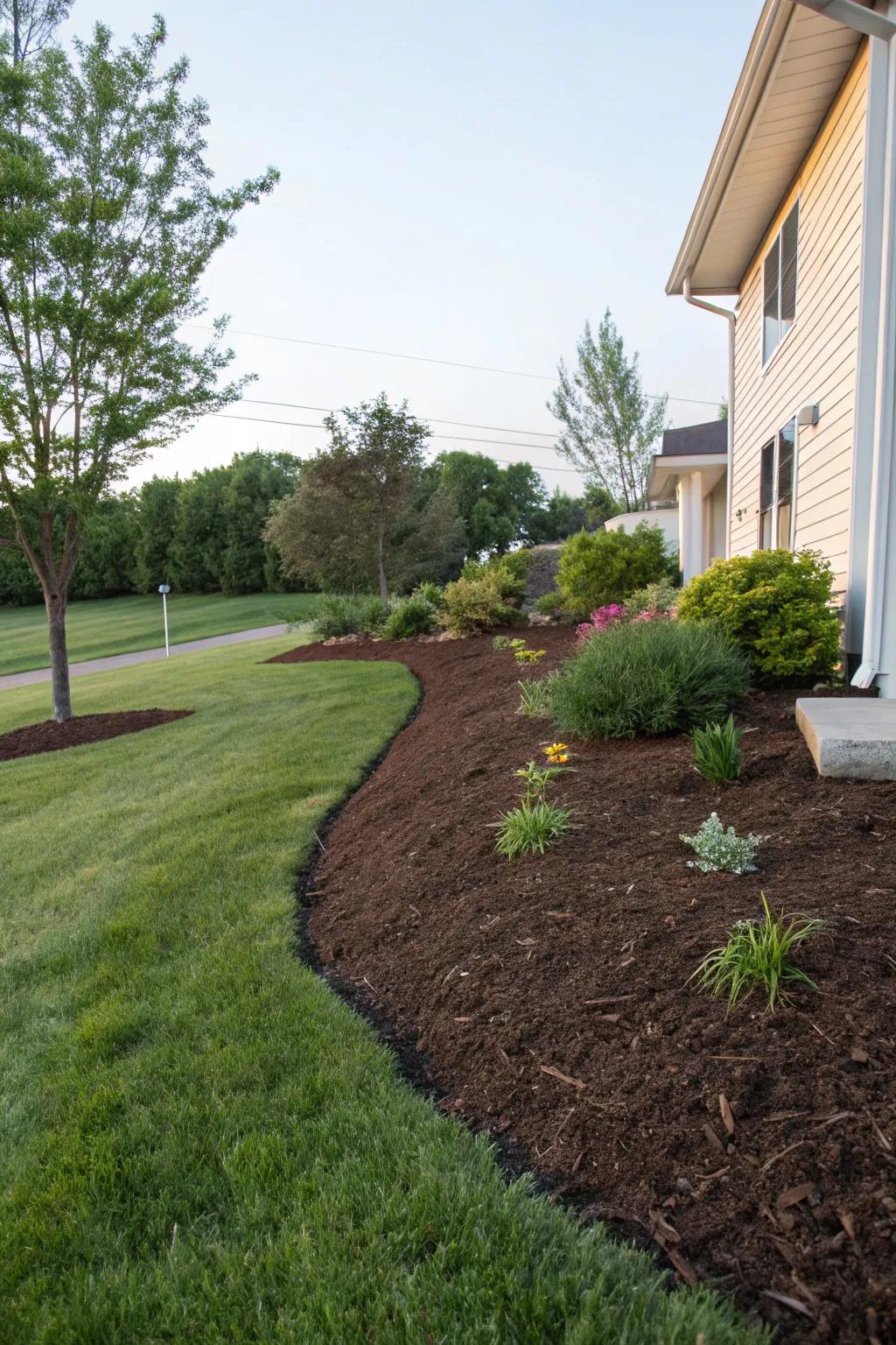 Mulch enriches both the practicality and elegance of your berm.