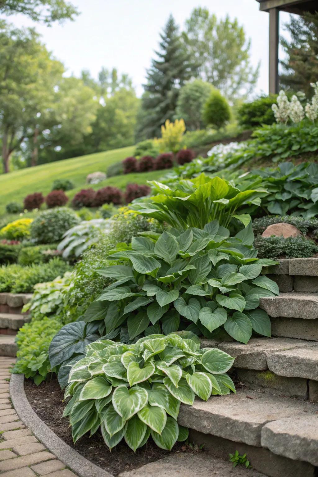 Tiered planting showcases dimension and adds visual appeal.