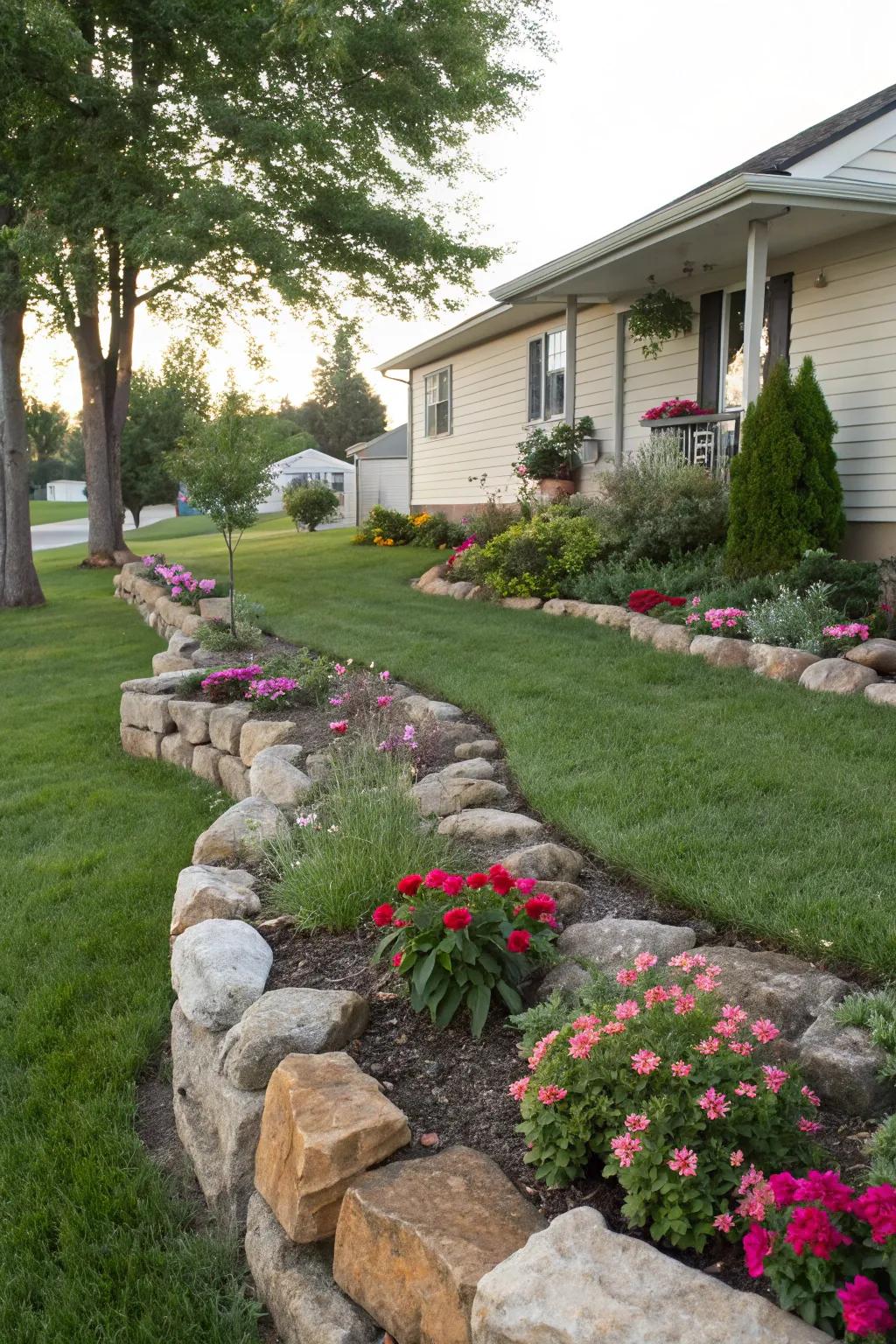 Stone features introduce texture and visual charm to your landscape.