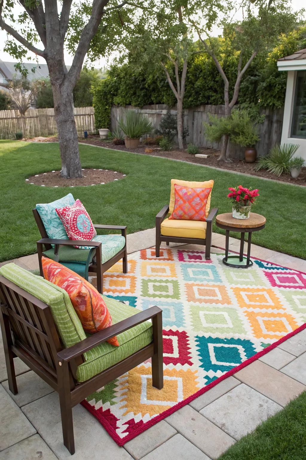 Define your outdoor space with an adaptable outdoor carpet.
