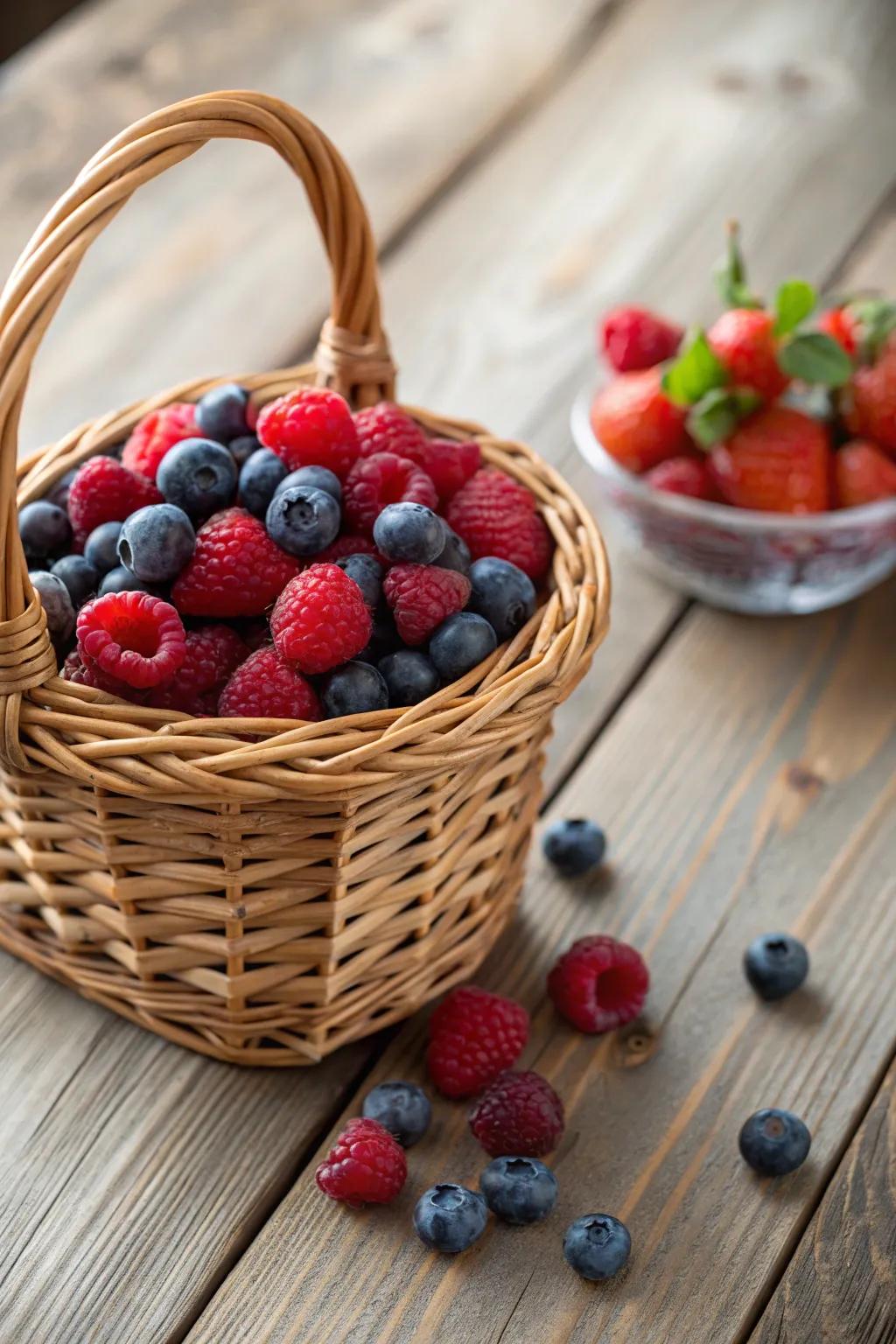 A simple berry container that introduces a natural element to any setting.