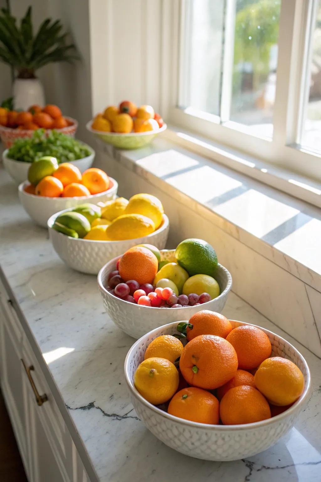 Citrus bowls offer a refreshing and zesty means to serve fruit salad.