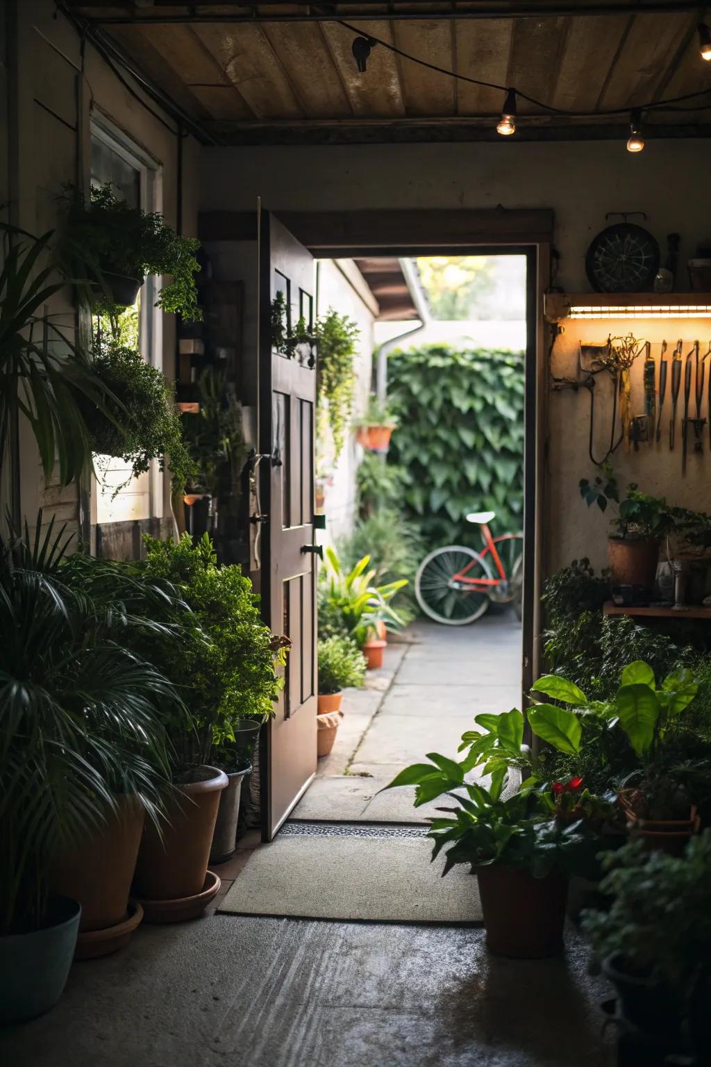 Greenery livens up your entryway and establishes a welcoming atmosphere.