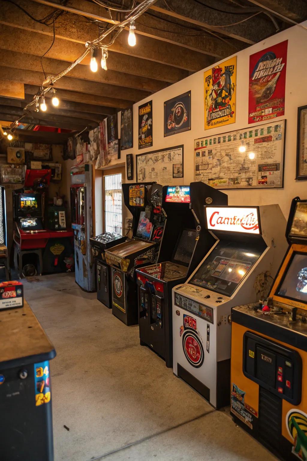 Retro arcade games spark nostalgia within your man cave.