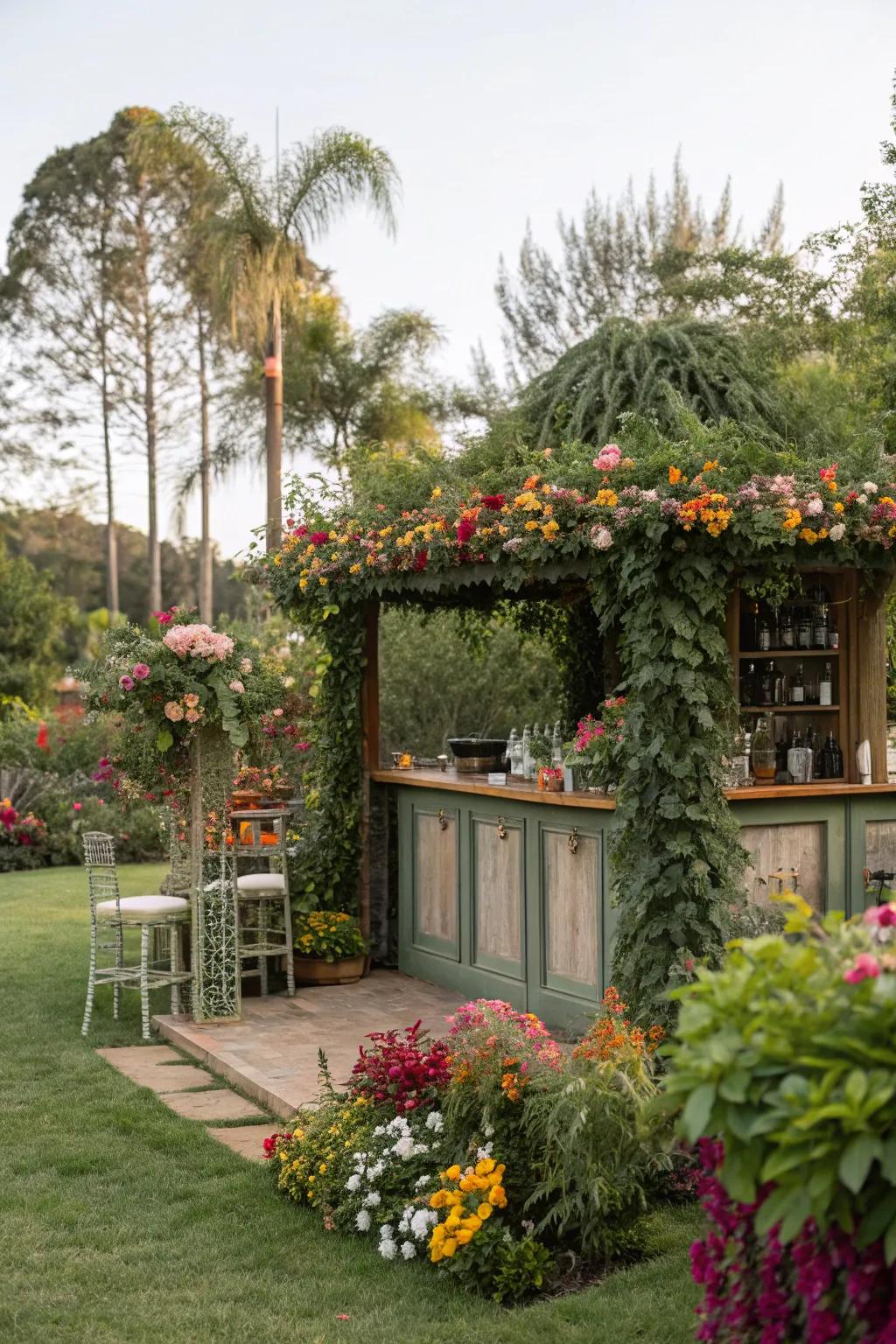 A garden bar beautifully integrated with nature.