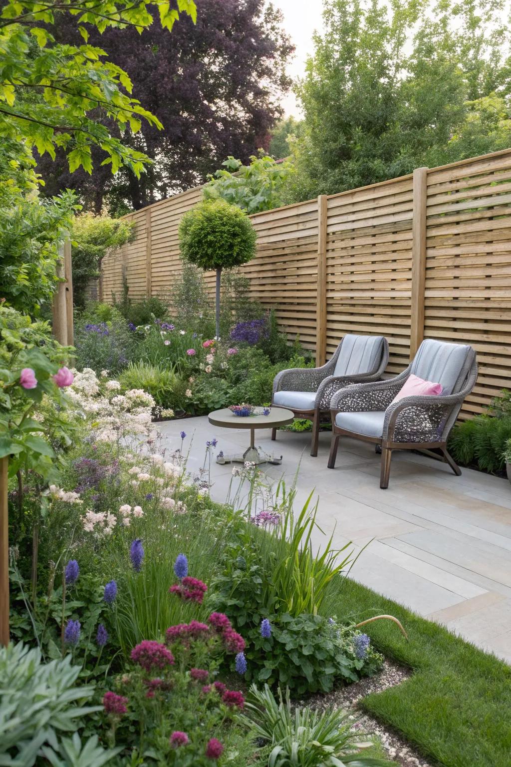 Flat boards offer privacy while maintaining a chic appearance.