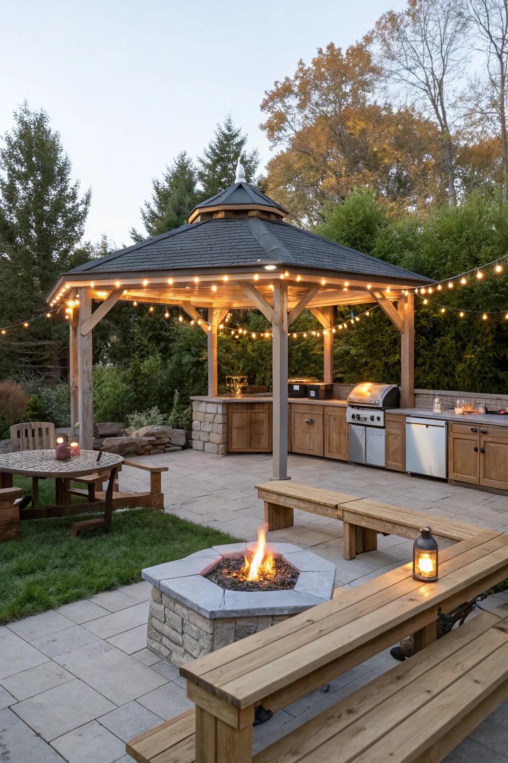 Relish culinary and hosting using an open-air culinary space configuration.