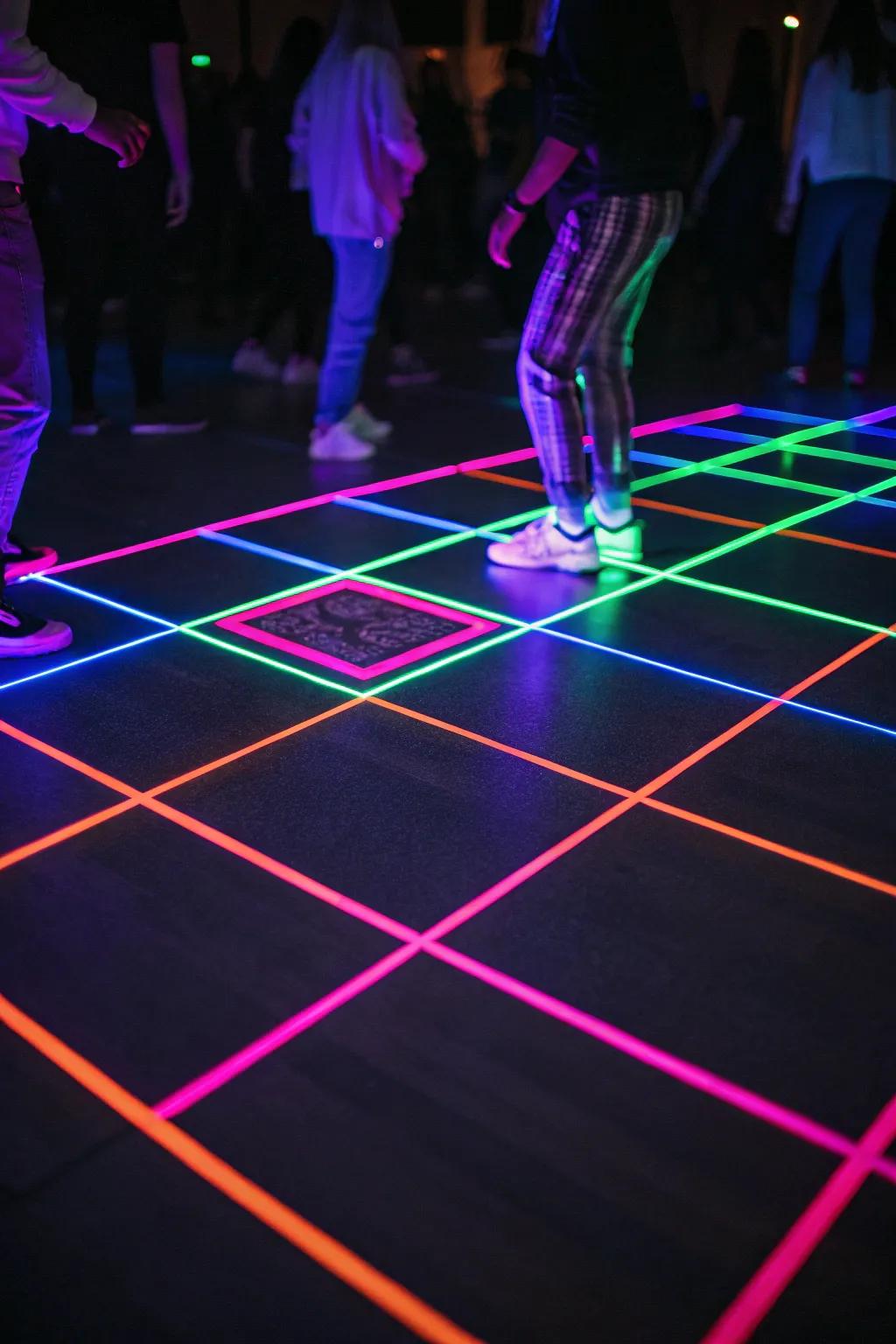 Let loose and have fun on a dance floor that glows.