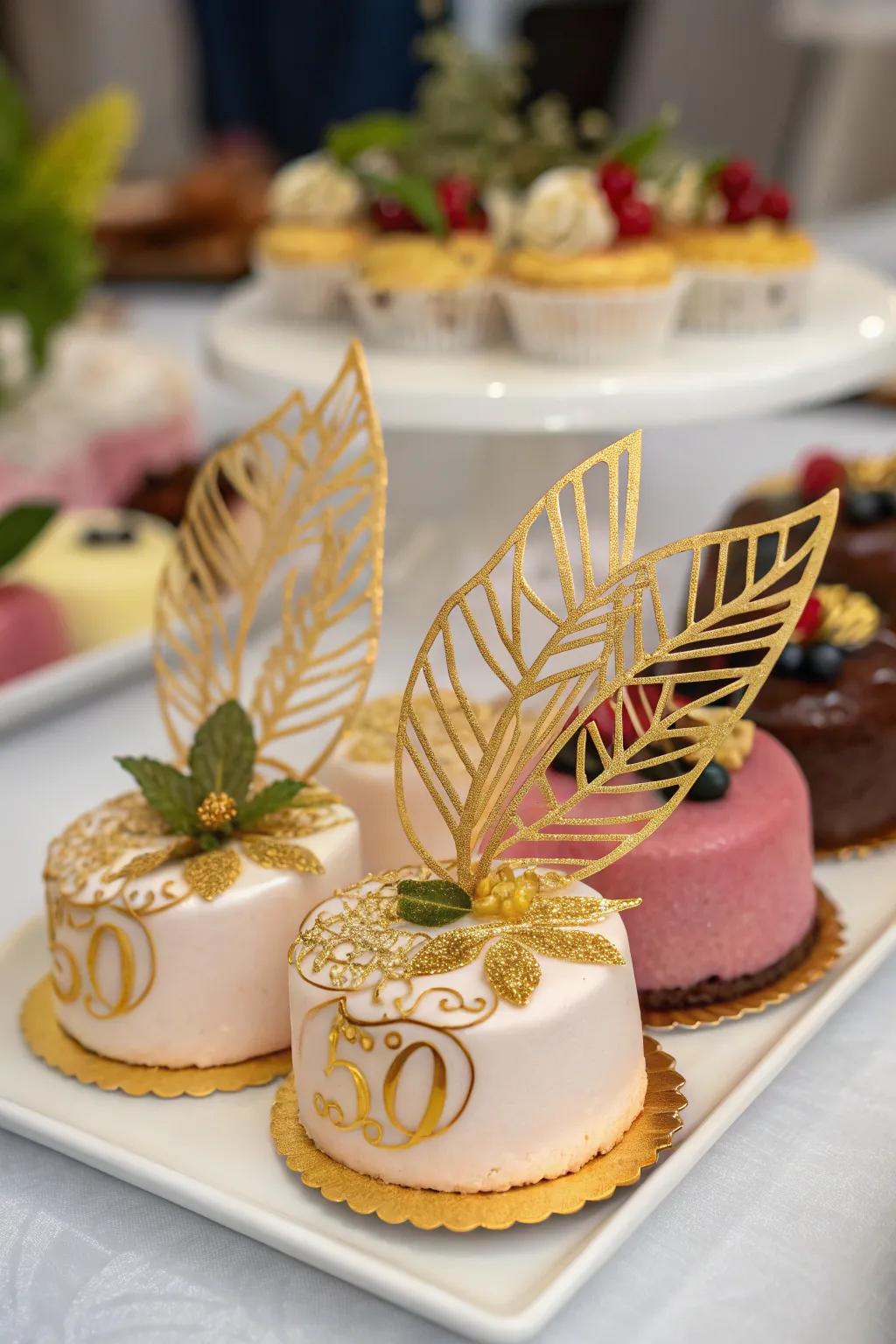 Desserts adorned with gold leaf contribute a dash of luxury and refinement.