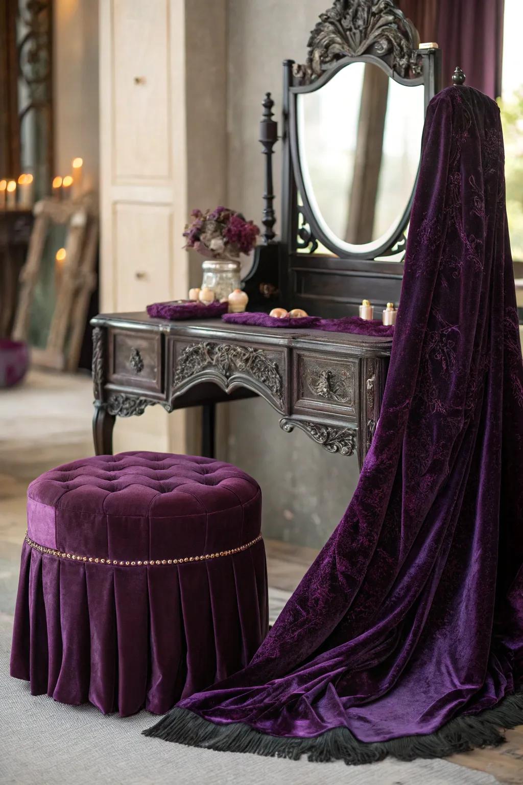 Opulent velvety accents introduce opulence and extension to the arrangement.