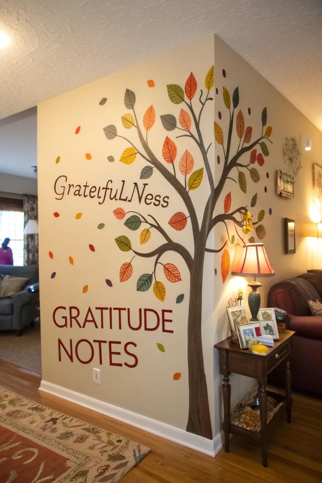 A tree of appreciation with leaf-shaped notes.