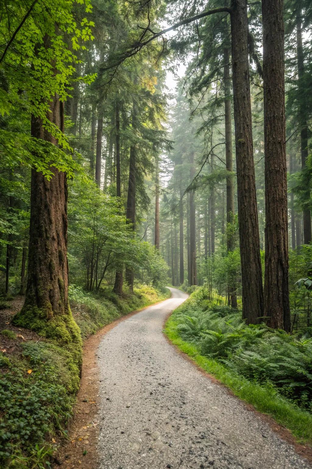 A stone route brings a natural touch to woodland settings.