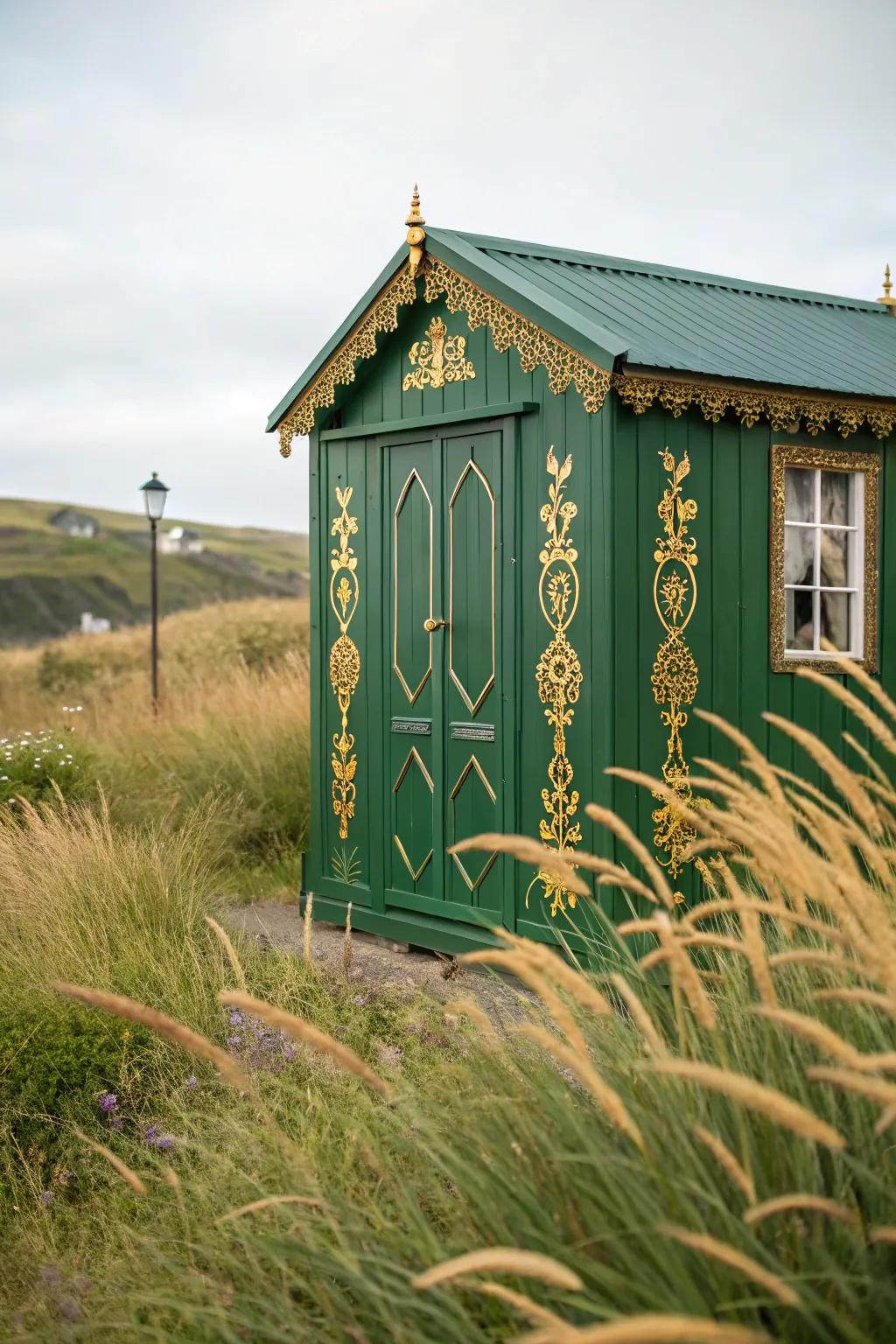 A shimmering shed brings an aspect of extravagance to every garden.