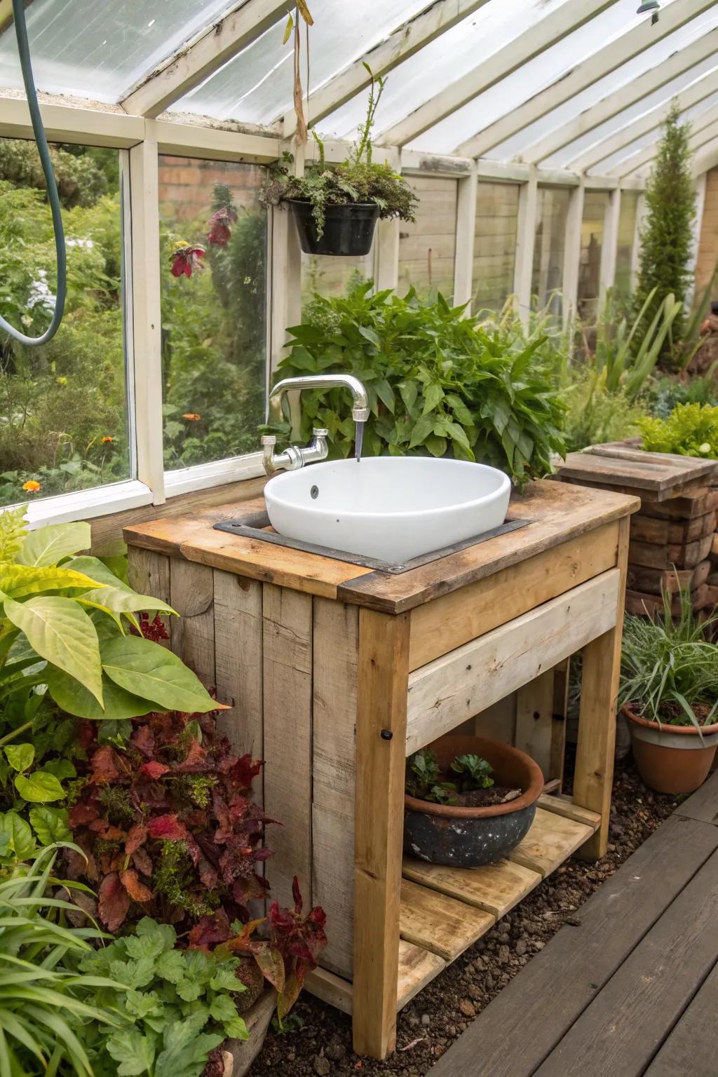 An earth-friendly sink matches a sustainable gardening lifestyle.