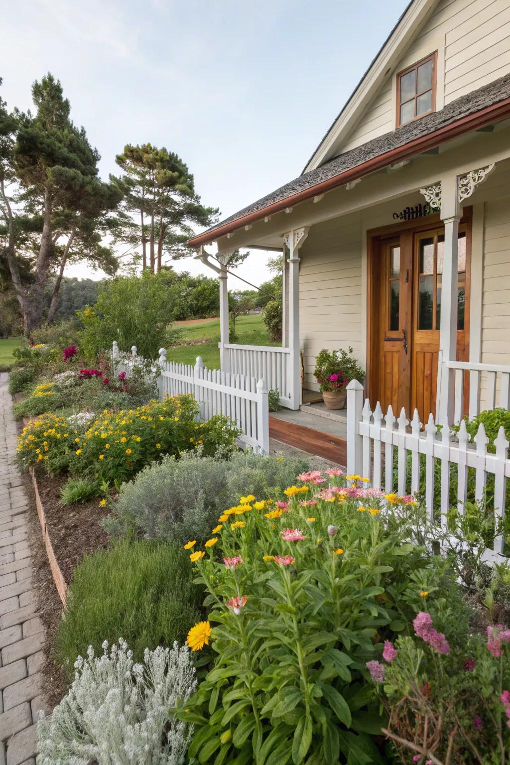 A guest house surrounded by a lush garden, offering a serene escape.