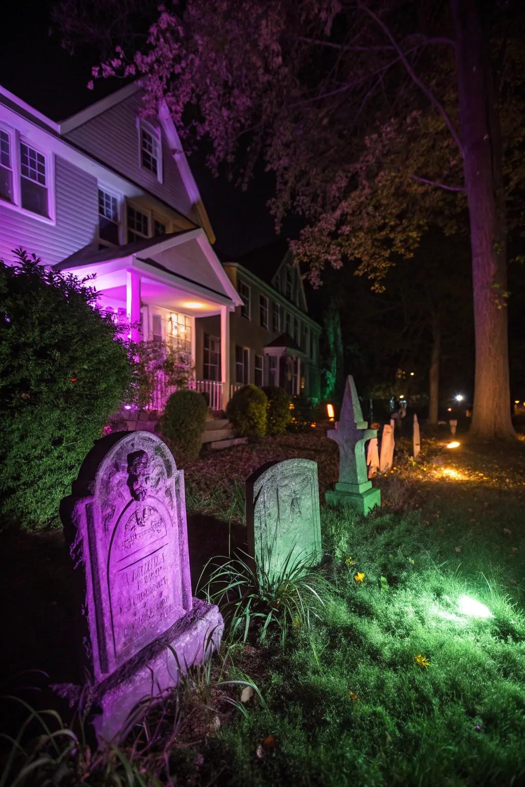 Create an eerie glow with strategically placed colored lights.