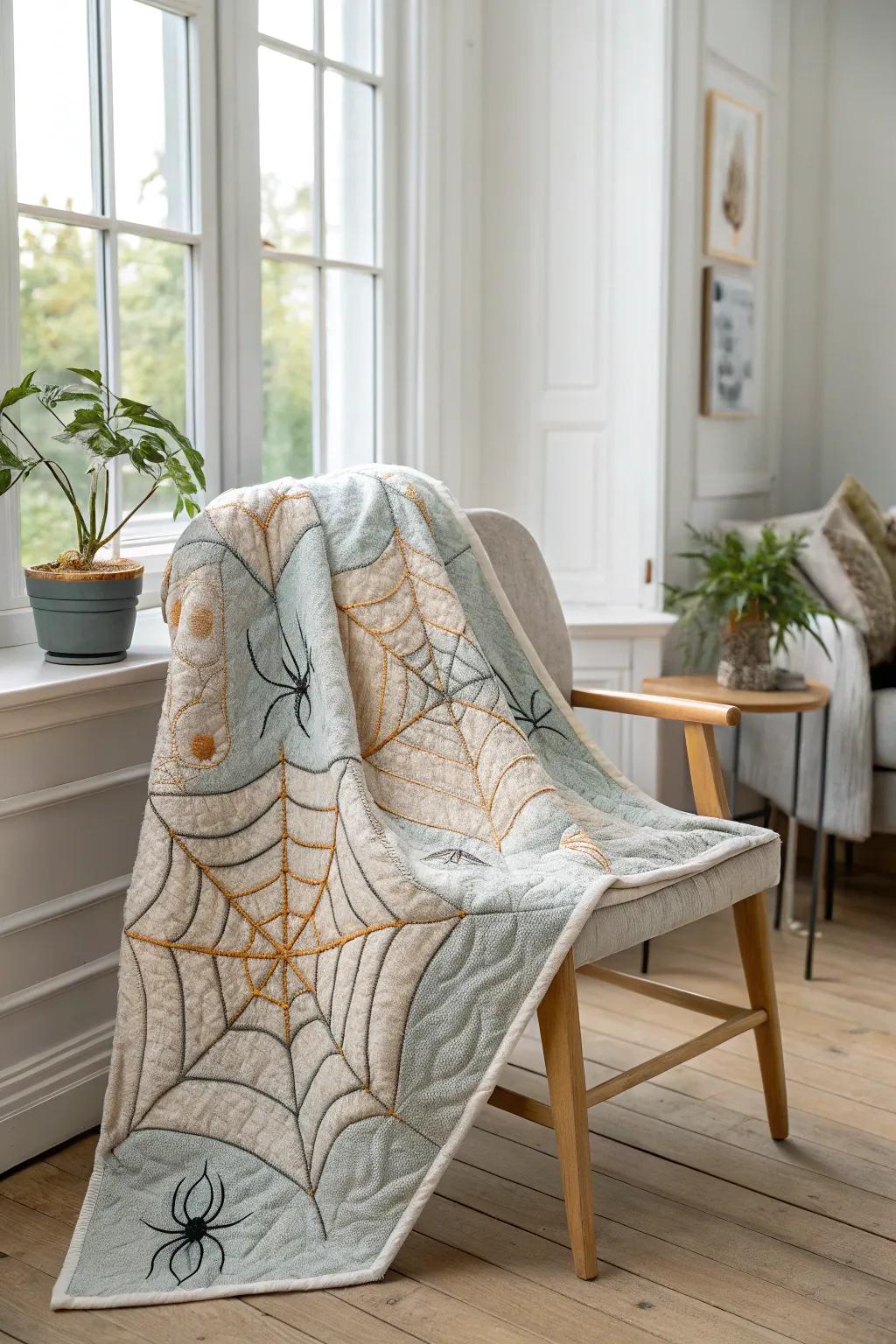 Envelop yourself in the elaborate allure of a cobweb bedspread this Halloween. Suited for snug, minimalist spaces.