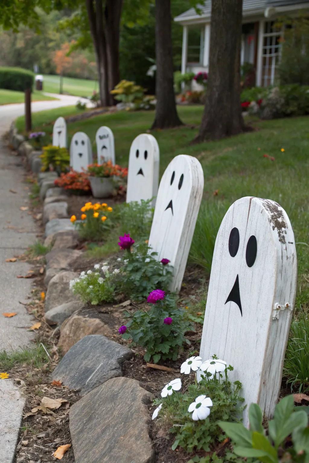 Endearing spectral wooden blocks for Halloween fun.