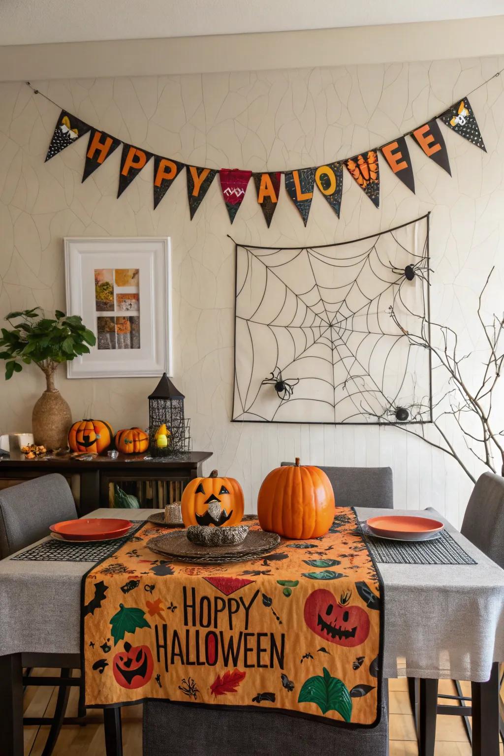 A mystical backdrop that completes the Halloween table setup.