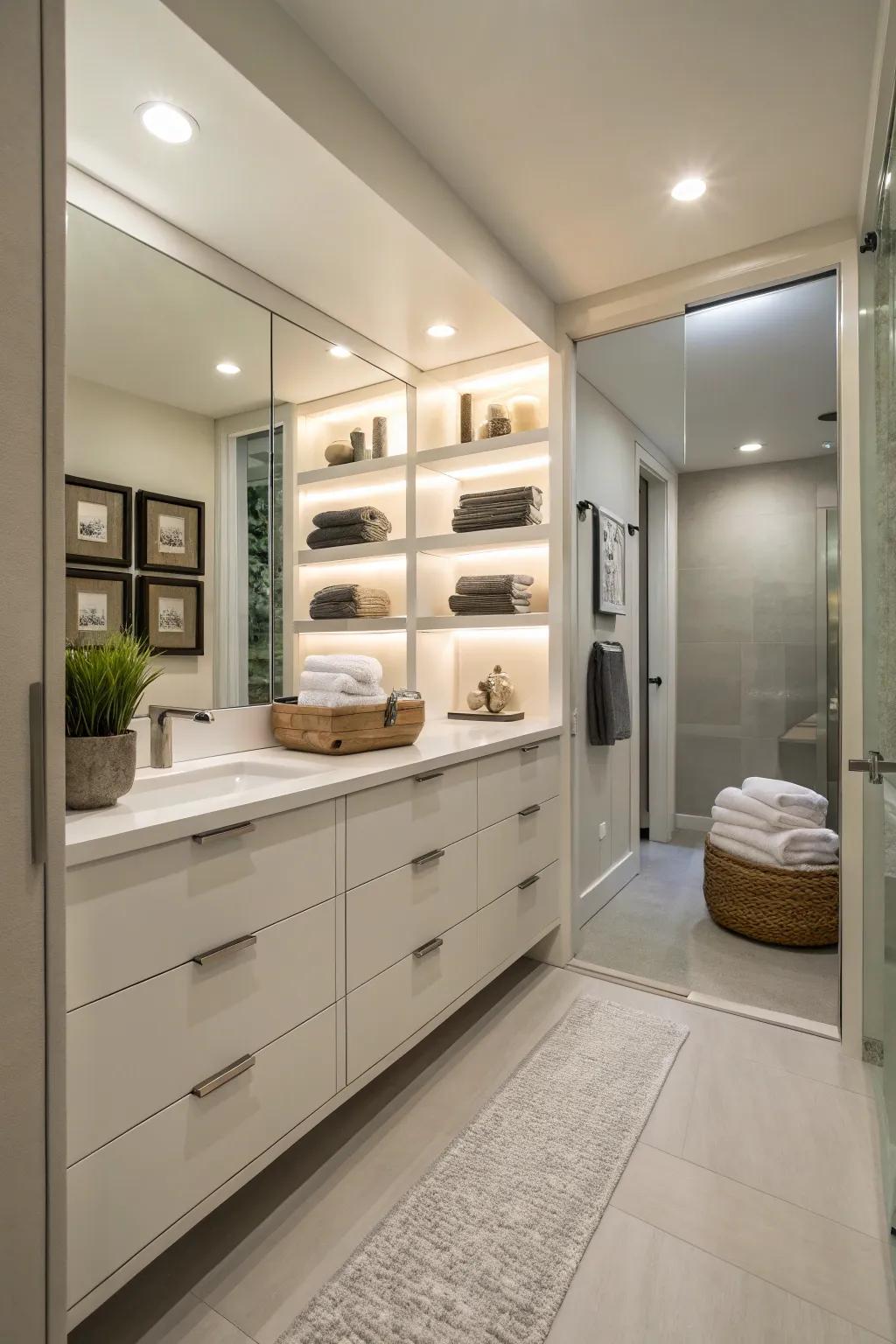 Clever storage solutions keep your bathroom efficient and tidy.