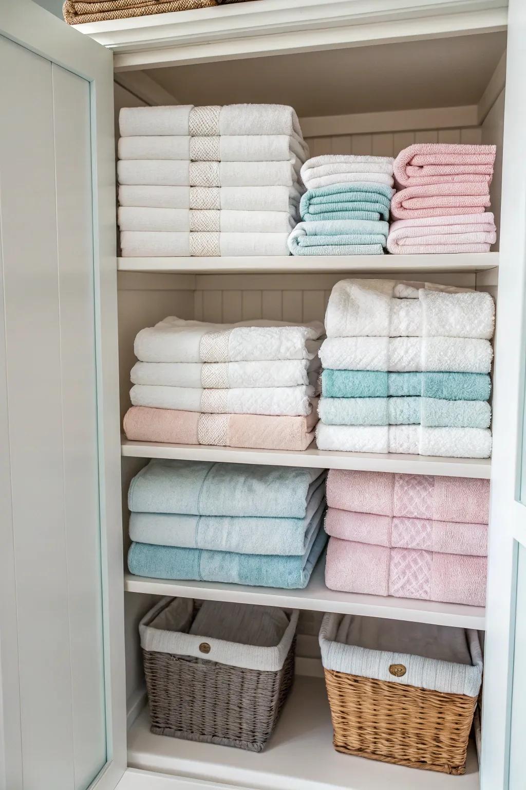 Your closet gains sophistication and tranquility from color coordination.