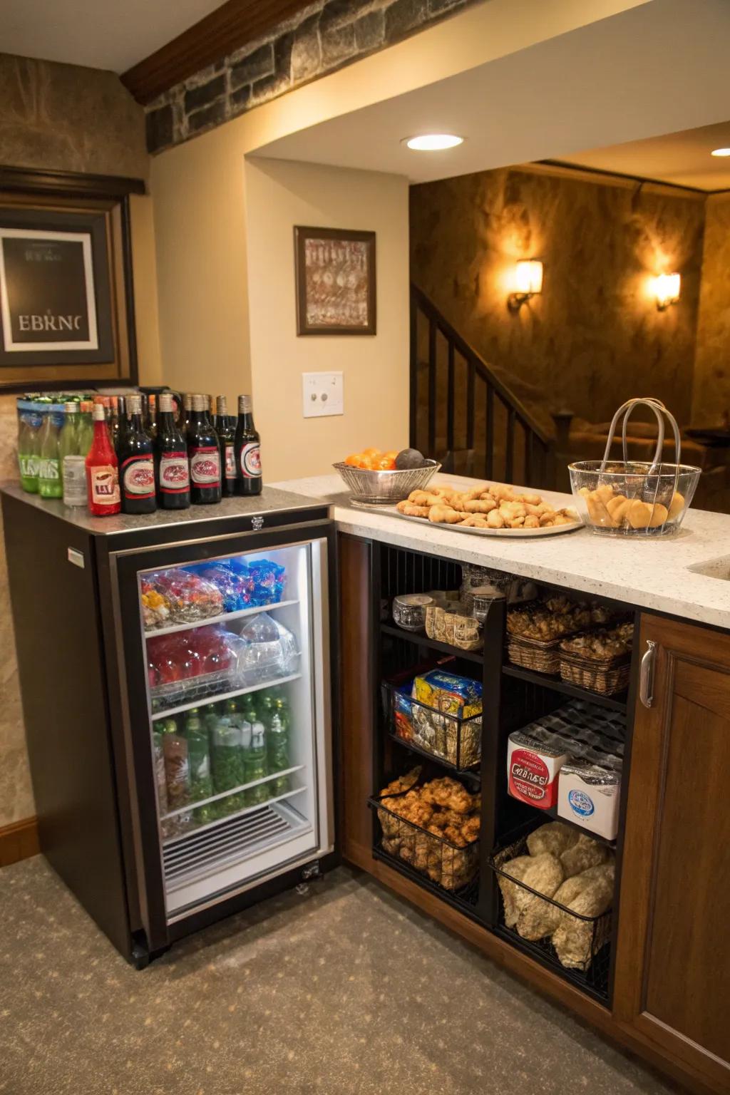 Keep your hangout well-stocked using a handy food and drink spot.