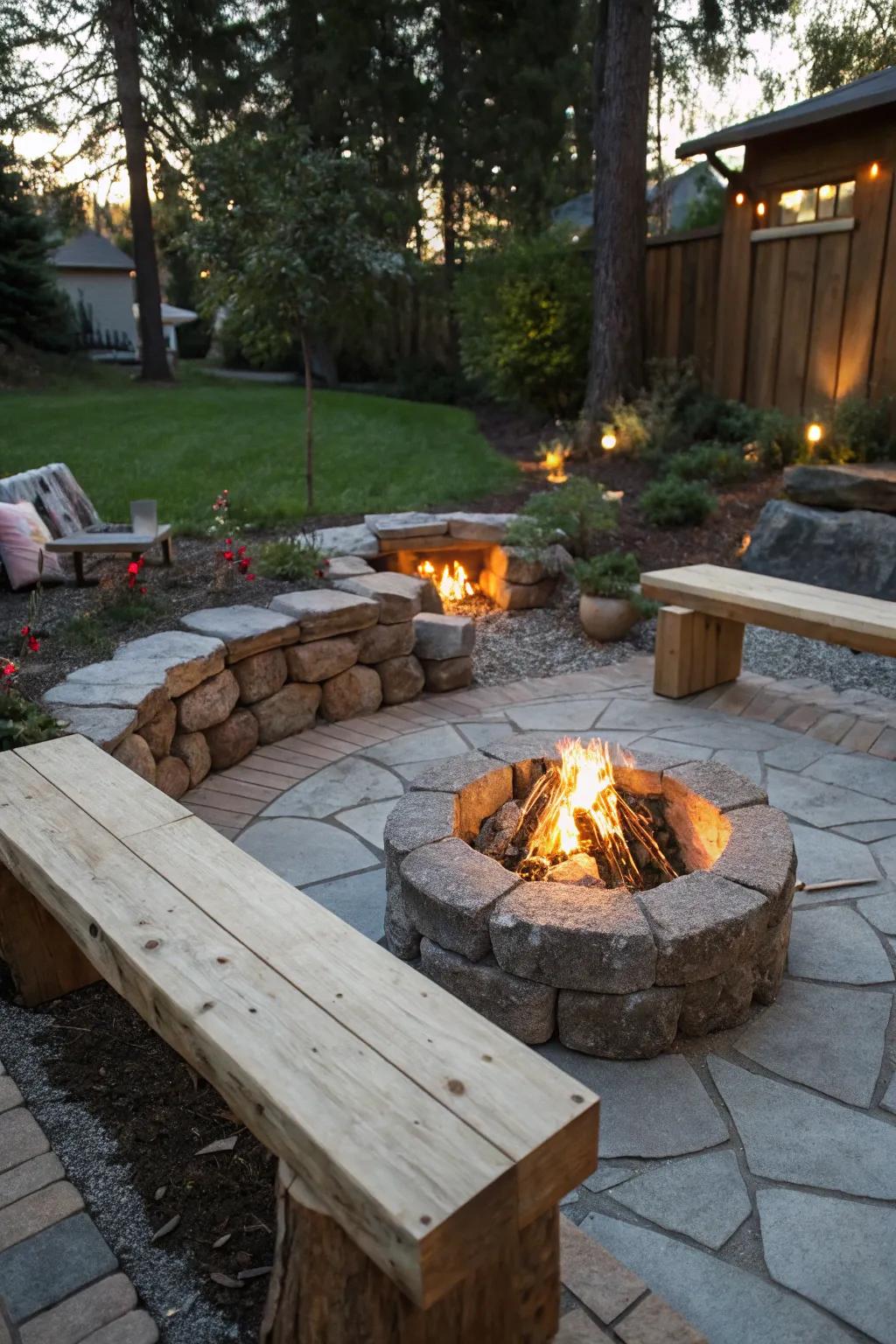 A DIY fire circle establishes a cozy spot for unforgettable gatherings.