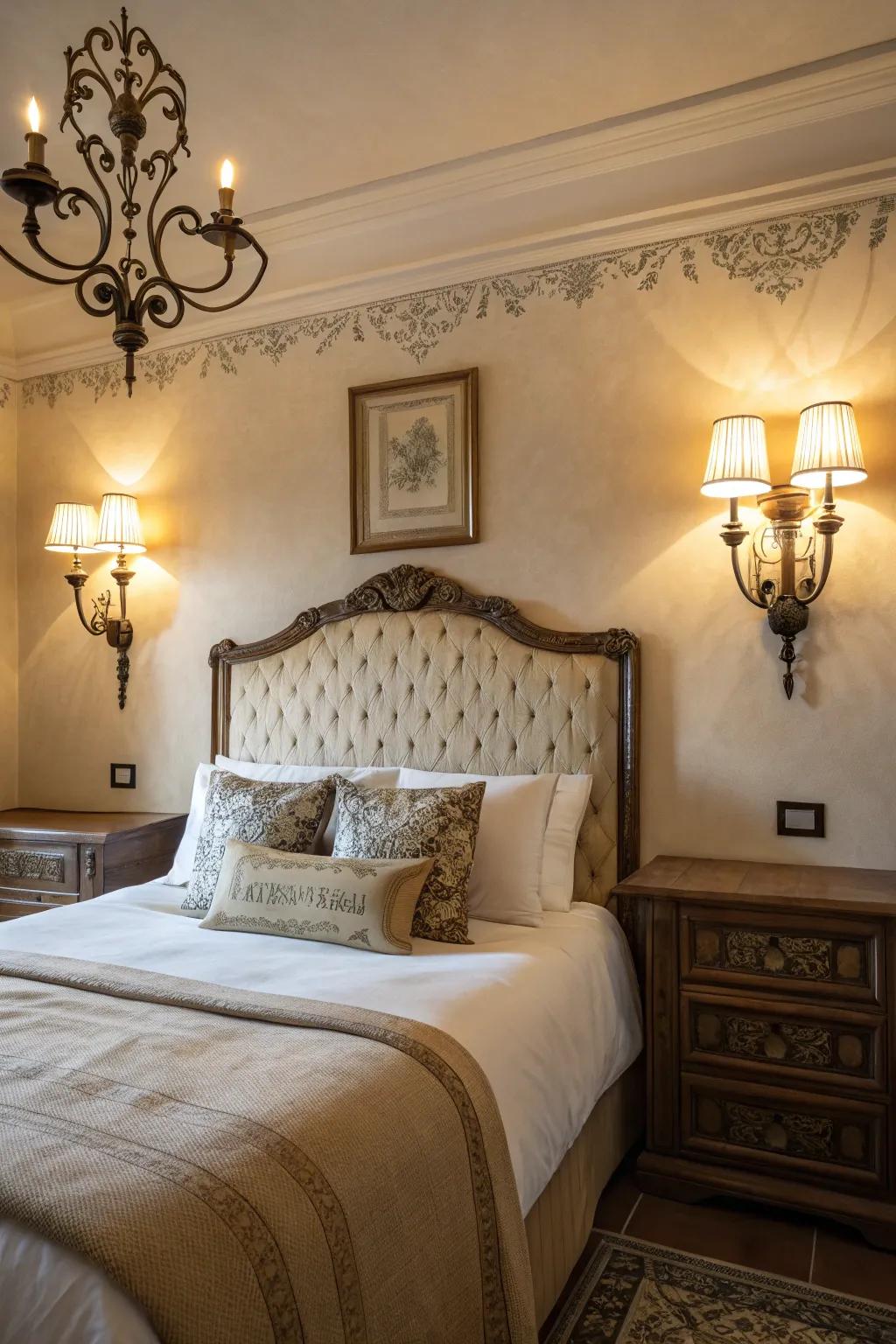 Vintage lights contribute appeal and uniqueness to any bedroom.