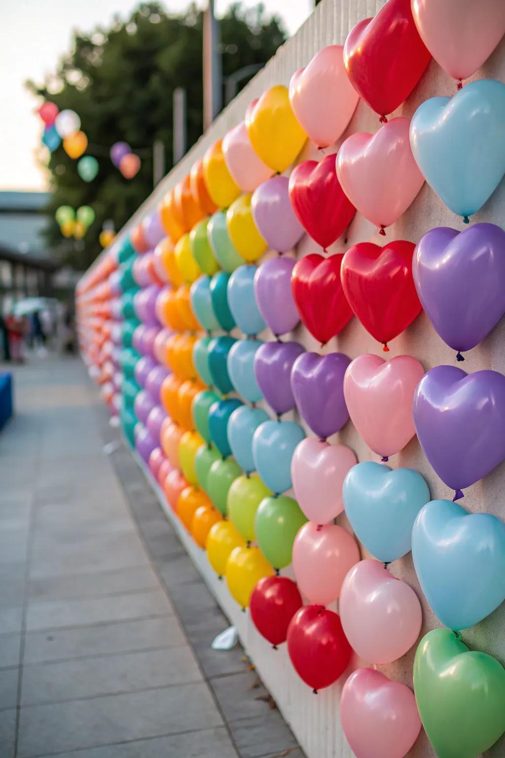 A heart inflatable partition provides an ideal photograph backdrop.