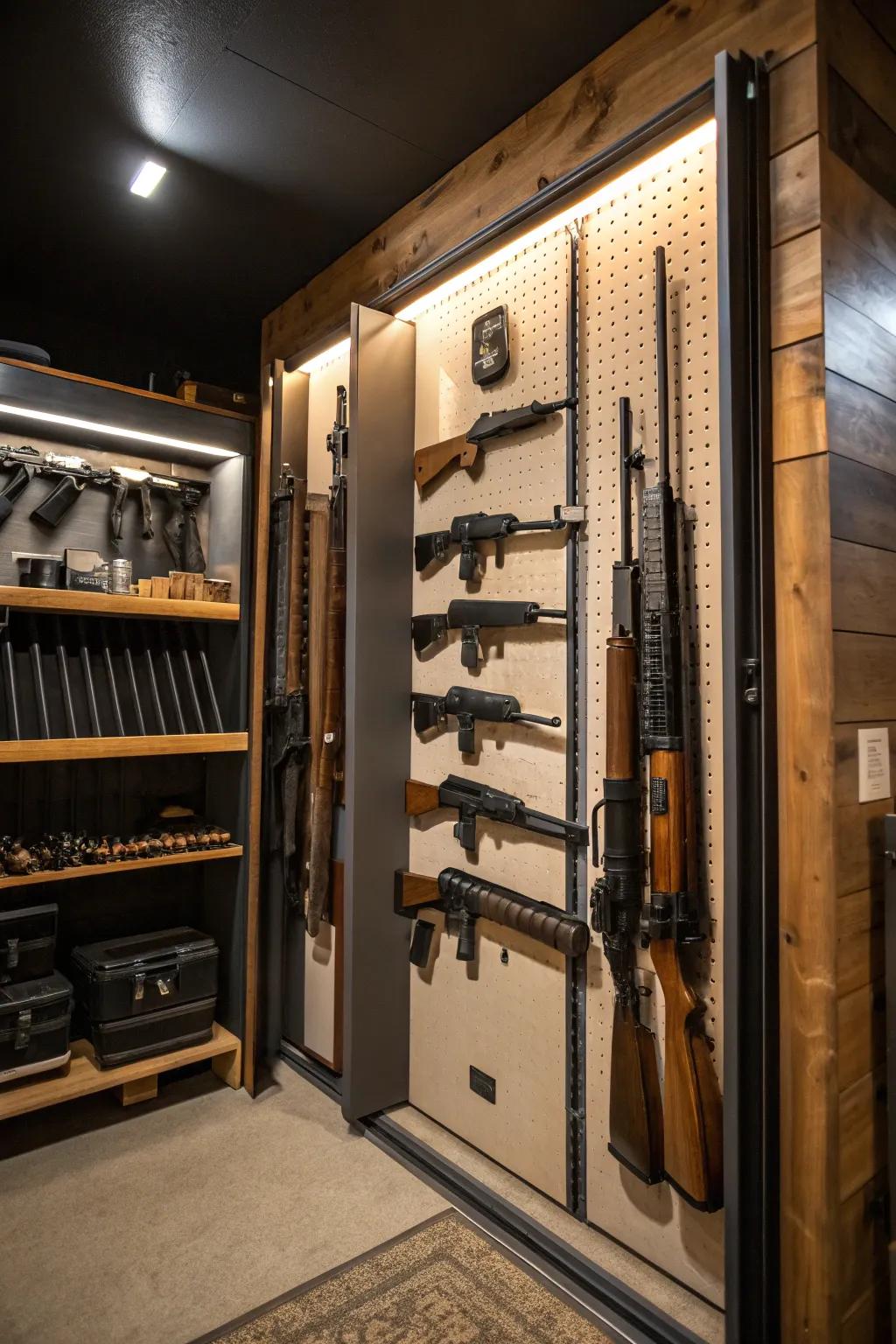 Your firearms collection is easily accessible with open displays.