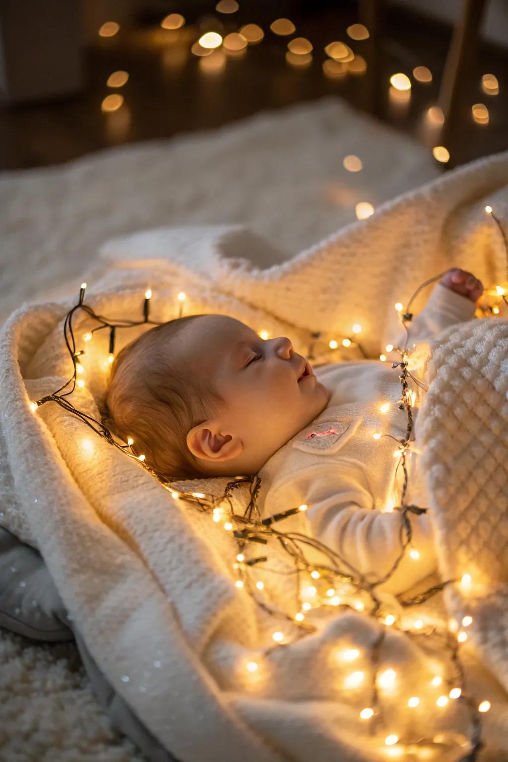 A magical glow surrounds your little one when in this enchanting scene.