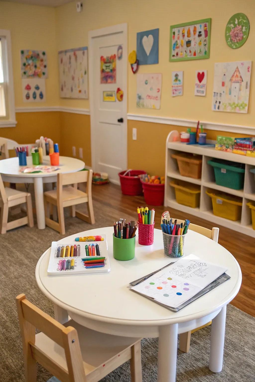 A specialized area set aside for nurturing budding artists.